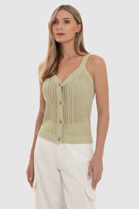 вязаный топ на пуговицах по цене 2990 руб вид справа