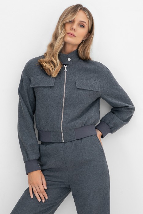 жакет-бомбер из смесовой шерсти фотография