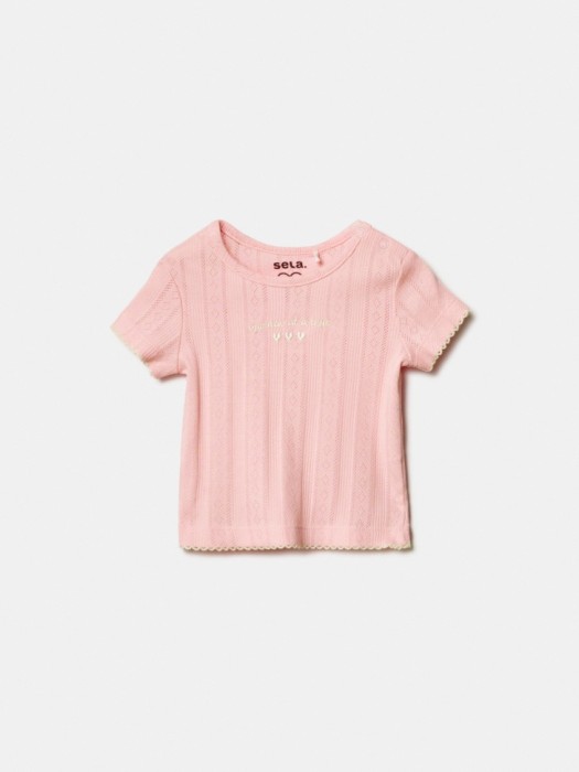 ажурная футболка с вышивкой для малышей от бренда sela вид слева