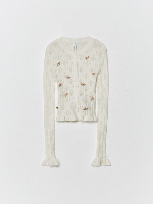 ажурный кардиган с декором для девочек 4610517180759 фотография