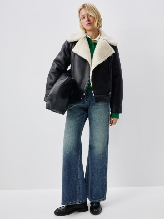 базовая дубленка из искусственной кожи от бренда sela вид слева