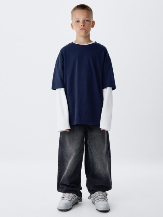 базовая футболка детская от бренда sela вид слева