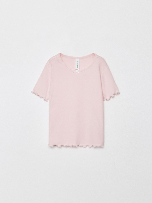 базовая футболка в рубчик для девочек по цене 499 руб вид справа