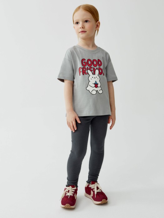 базовые леггинсы в рубчик для девочек от бренда sela вид слева