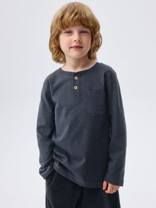 базовый лонгслив на пуговицах для мальчиков 4680798491486 фотография