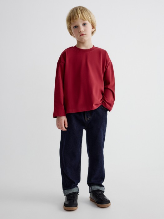 базовый лонгслив оверсайз детский от бренда sela вид слева
