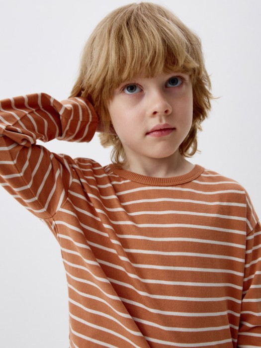 базовый лонгслив в полоску детский по цене 699 руб вид справа