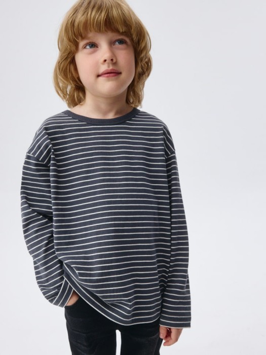 базовый лонгслив в полоску детский из россии вид сбоку