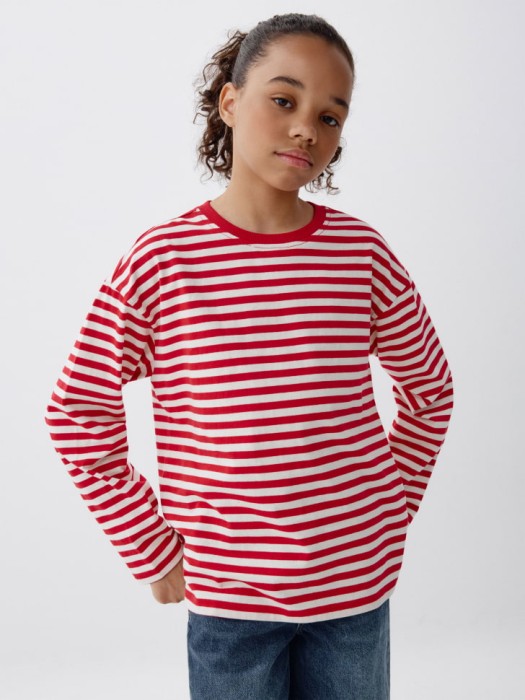 базовый лонгслив в полоску для девочек 4680798059822 фотография