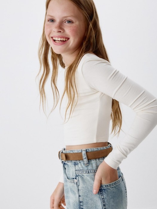 базовый укороченный лонгслив для девочек 4680704606614 фотография