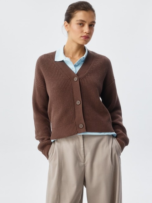 базовый вязаный кардиган из россии вид сбоку