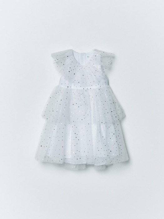 белое пышное платье с блестящим принтом для девочек по цене 1999 руб вид справа