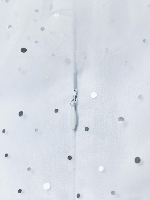 белое пышное платье с блестящим принтом для девочек из вискозы спереди