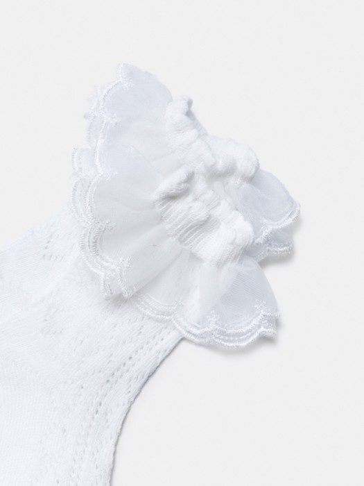 белые носки с оборкой для девочек от бренда sela вид слева