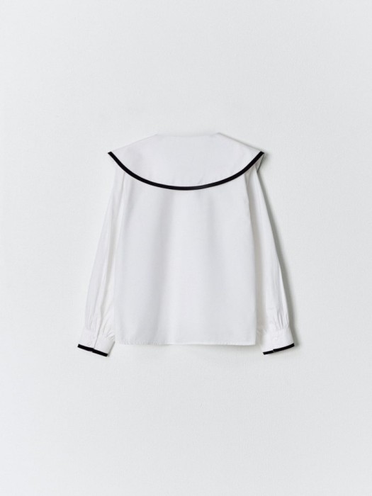 блузка из модала с нарядным воротником для девочек из хлопка спереди