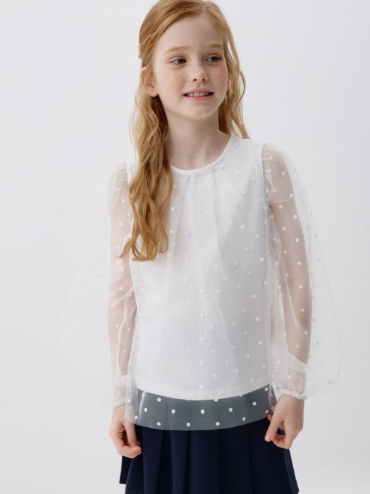 блузка из сетки в горошек для девочек 4680798250427 фотография