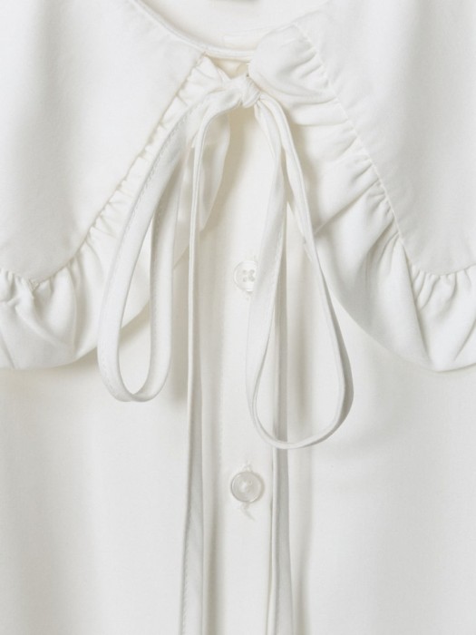 блузка из смесового модала с нарядным воротником для девочек из льна спереди