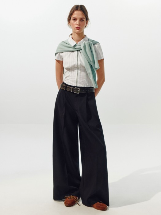 блузка на молнии в полоску из линейки  young от бренда sela вид слева