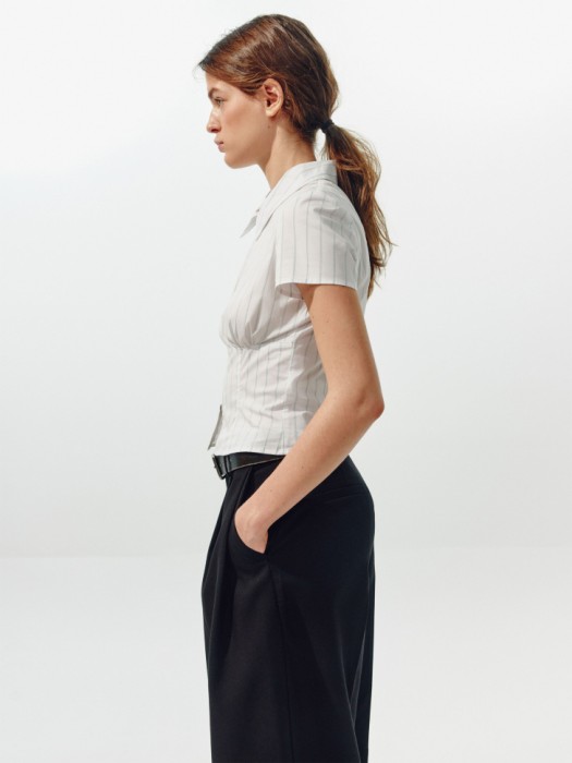 блузка на молнии в полоску из линейки  young из россии вид сбоку