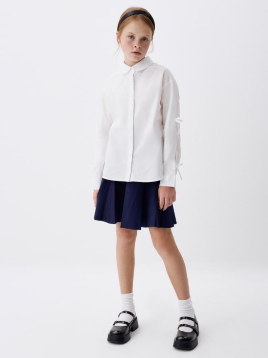 блузка с бантиками для девочек от бренда sela вид слева