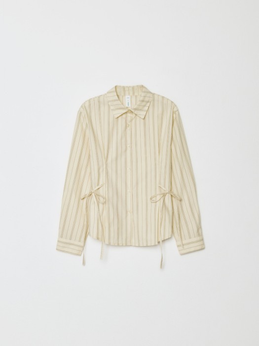 блузка в полоску с завязками для девочек из россии вид сбоку