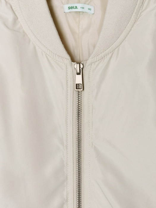 бомбер оверсайз с драпировкой для девочек из льна спереди