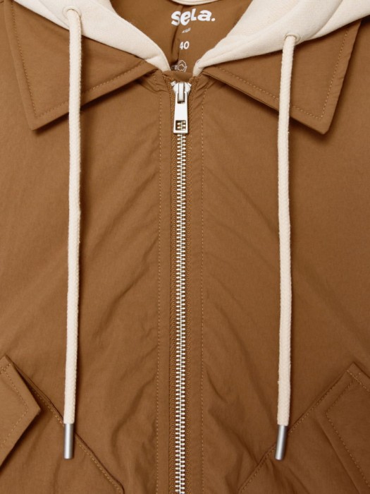 бомбер оверсайз с трикотажным капюшоном детский универсального стиля с лицевой стороны