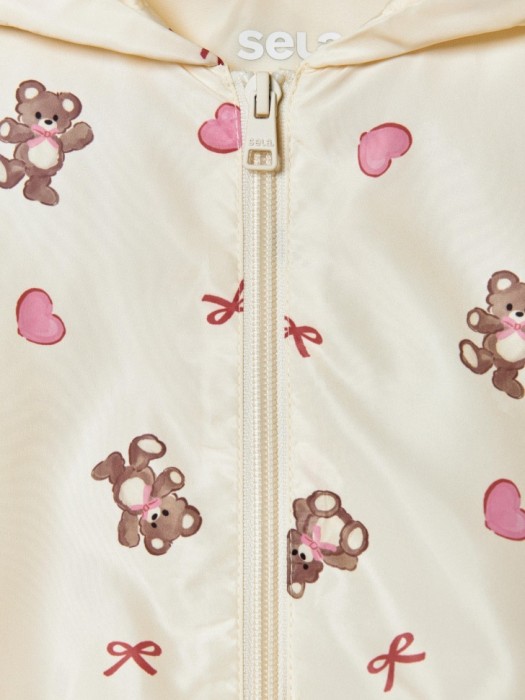 бомбер с капюшоном для девочек из трикотажа спереди