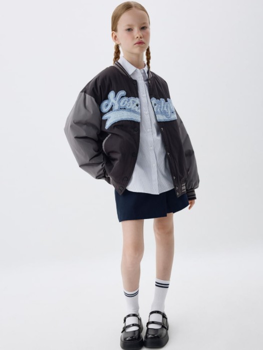 бомбер в стиле преппи детский от бренда sela вид слева