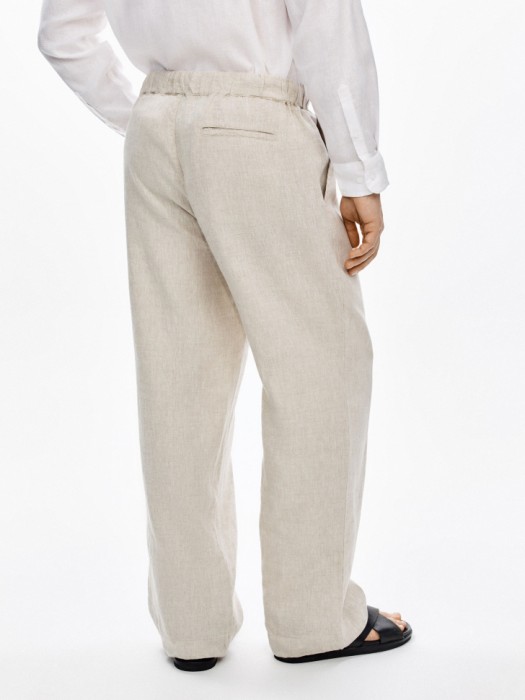 брюки из 100% премиального льна из россии вид сбоку