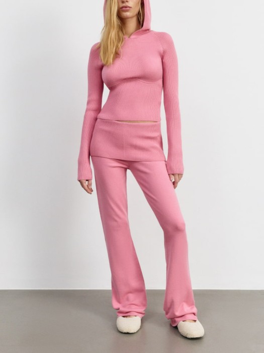 брюки вязаные с баской из линейки  young от бренда sela вид слева