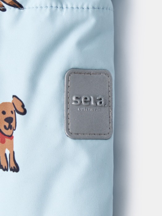 демисезонный стеганый комбинезон с принтом для малышей из синтепона спереди