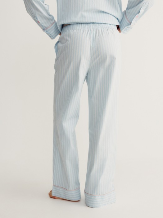 домашние брюки из хлопка в полоску из россии вид сбоку