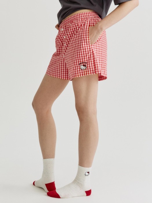 домашние шорты в клетку с вышивкой hello kitty по цене 1799 руб вид справа