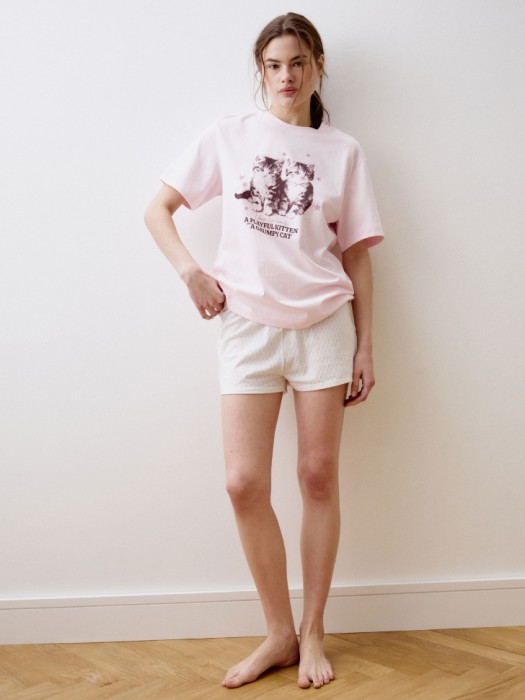 домашняя футболка оверсайз с принтом от бренда sela вид слева