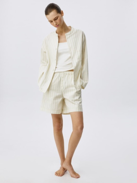 домашняя рубашка в полоску от бренда sela вид слева