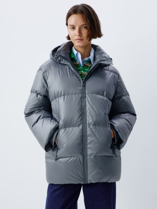 дутая куртка с натуральным наполнителем из пуха из россии вид сбоку