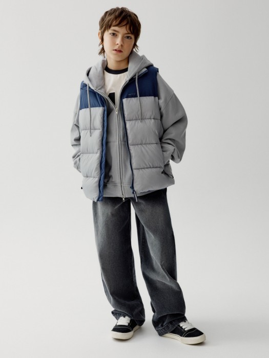 дутый жилет в стиле колор блок для мальчиков от бренда sela вид слева