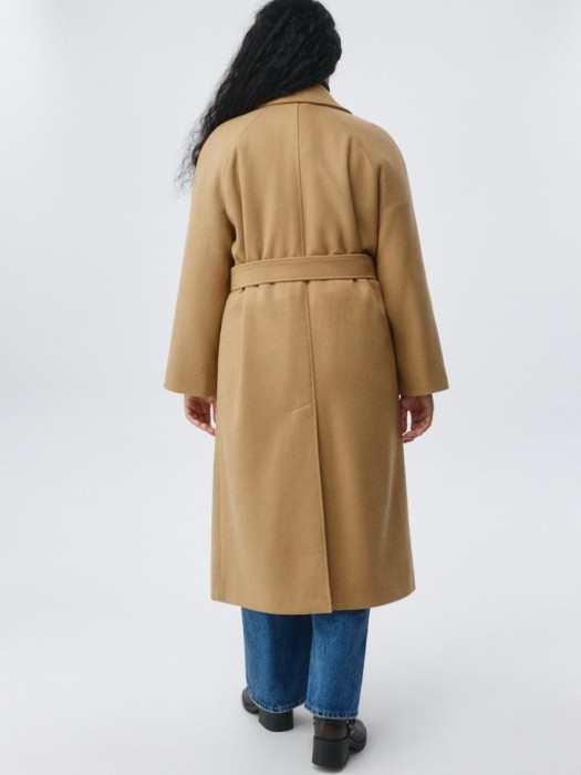 двубортное пальто из драпа с добавлением шерсти по цене 5399 руб вид справа
