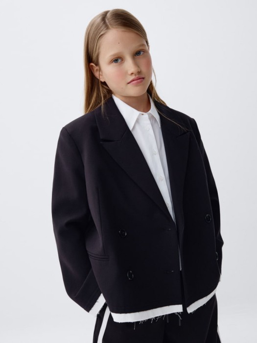 двубортный жакет с рваными деталями для девочек 4680798274188 фотография