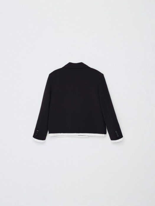 двубортный жакет с рваными деталями для девочек из россии вид сбоку