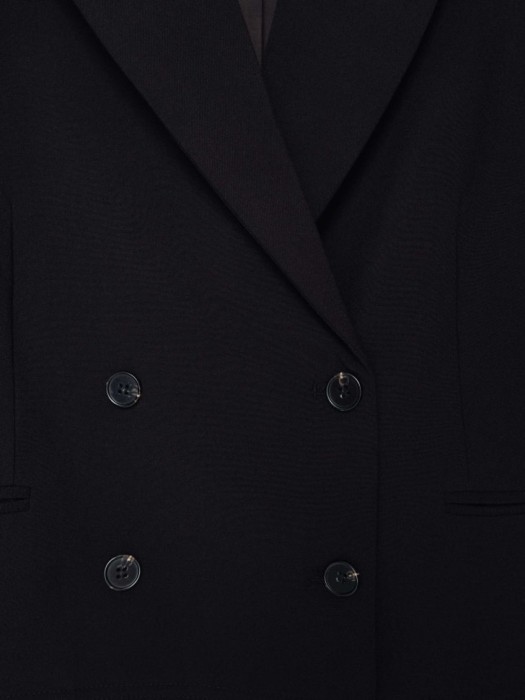 двубортный жакет с рваными деталями для девочек из льна спереди