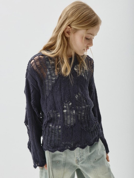 джемпер ажурной вязки для девочек по цене 1799 руб вид справа