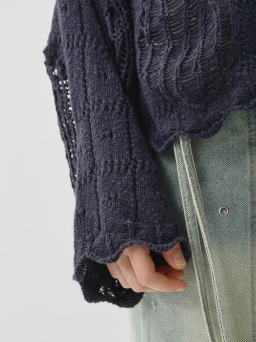 джемпер ажурной вязки для девочек из хлопка спереди