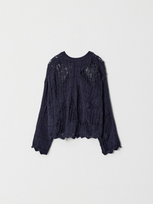 джемпер ажурной вязки для девочек универсального стиля с лицевой стороны