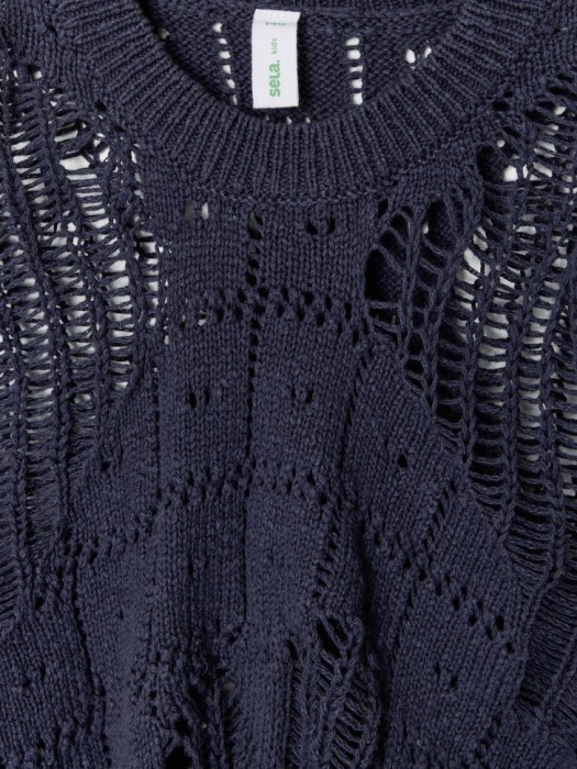 джемпер ажурной вязки для девочек для детского возраста с изнаночной стороны