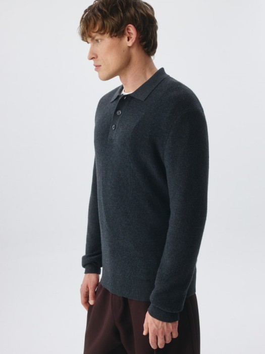 джемпер-поло с добавлением шерсти из россии вид сбоку