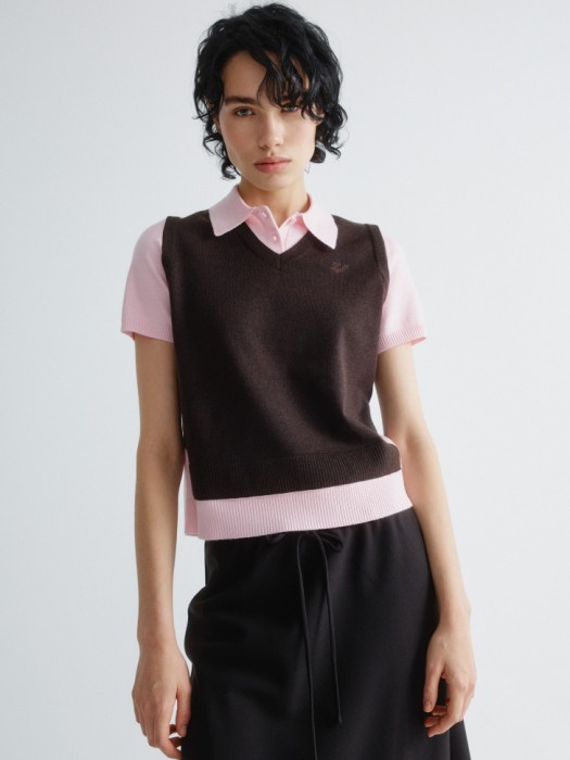 джемпер-поло с имитацией второго слоя в виде жилетки из россии вид сбоку