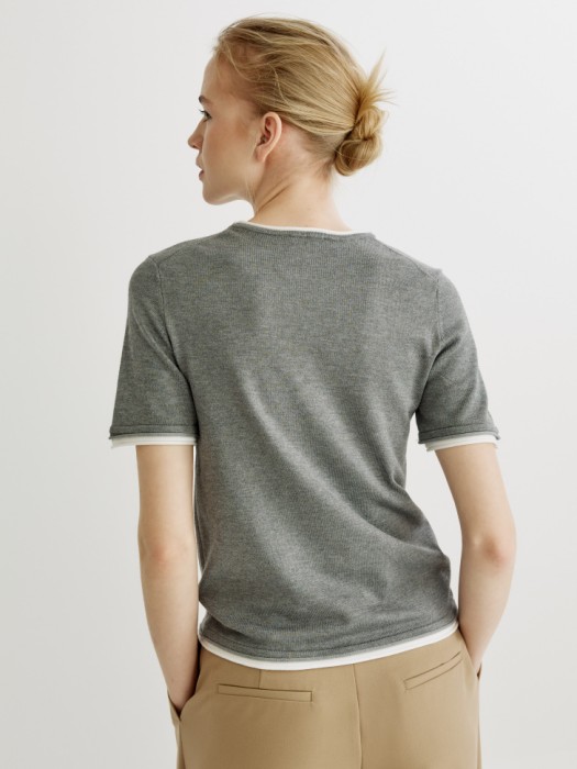 джемпер с коротким рукавом из смесовой вискозы по цене 2599 руб вид справа