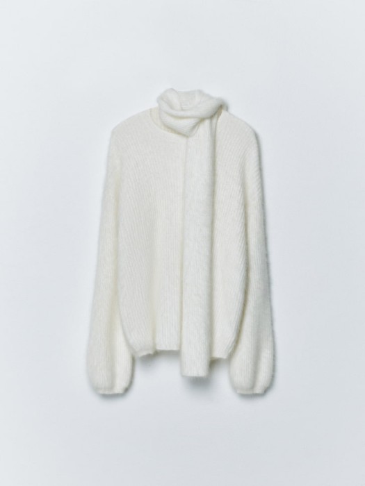 джемпер с шарфом из смесовой шерсти премиум качества для взрослого возраста с изнаночной стороны